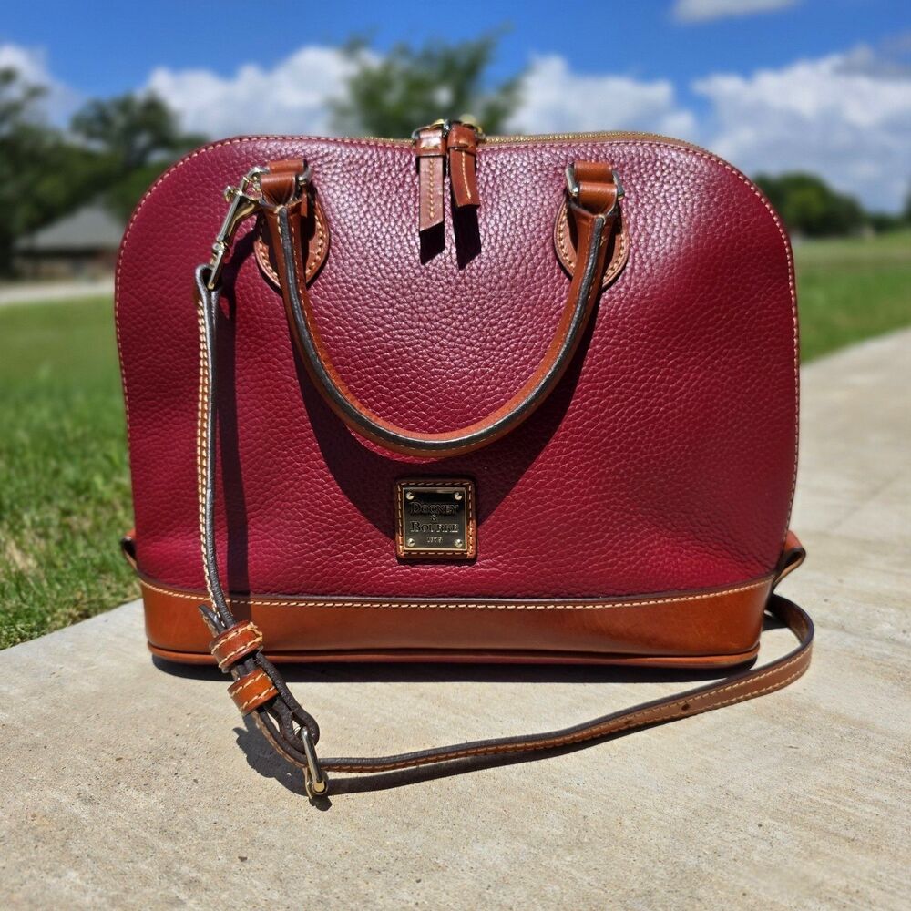 Dooney & Bourke The Pebble Grain Zip Zip Satchel Red Leather Definitive Strap
